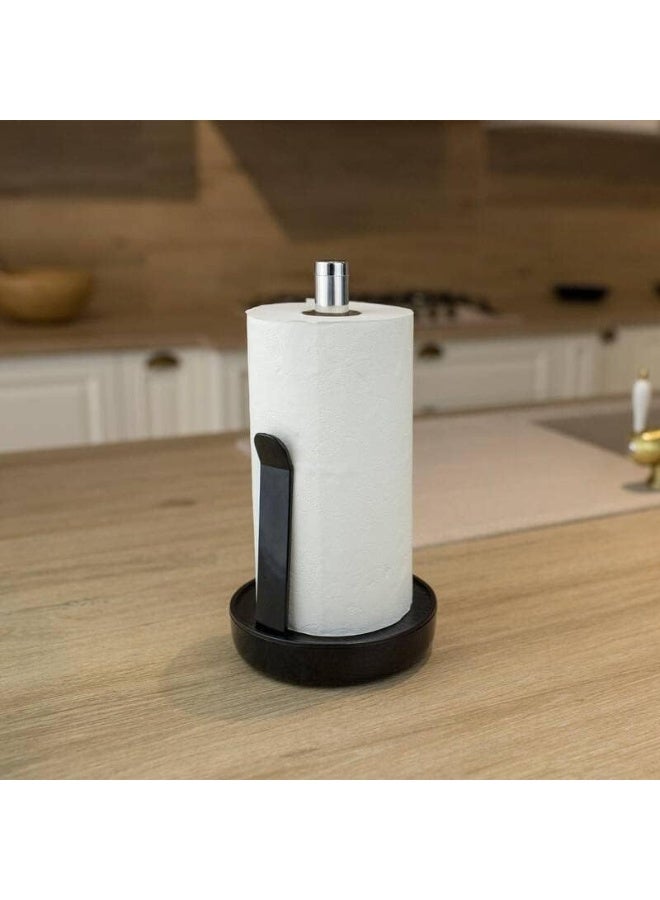 Primanova Countertop Paper Towel Holder – Stainless Steel Upright Roll Stand with Weighted Plastic Base, Fits Standard & Jumbo Kitchen Rolls (Black) - Image 3