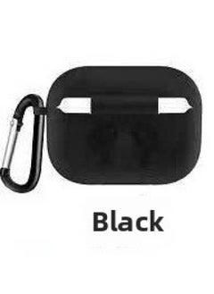 Applicable To Airpods Pro Silicone Case 3 Generation For Apple Headset Protective Case Bluetooth Wireless Storage Case-Color:Black-Applicable Model:pro Earphone Case With Hook