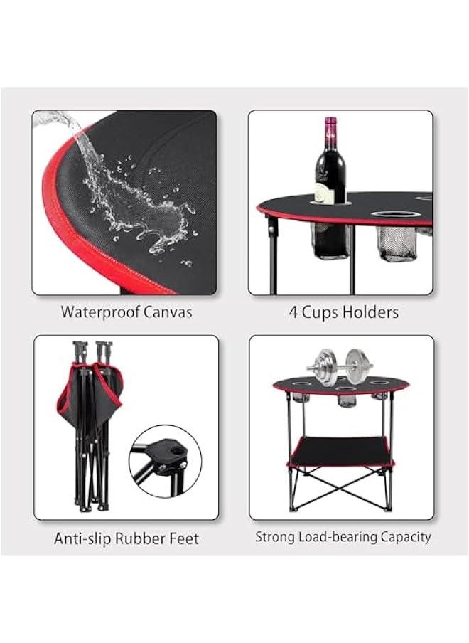 Durku Portable Camping Table Folding Picnic Tables Lightweight Folding Table Waterproof Canvas Beach Table for Outside, with 4 Cup Holders and Carrying Bags,for Camping Fishing and Parties - pzsku/Z79A319FF64B5EAA2A45AZ/45/_/1727620243/88f6ce02-dd0c-4558-a9b5-66b4633beb16