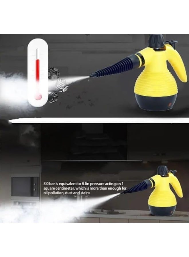 Portable Steam Cleaner – Multi-Purpose High-Pressure Steam Cleaner with 10 Attachments, Deep Cleaning Without Chemicals for Carpets, Curtains, Windows, Floors, and Car Seats – Yellow/Black/White - Image 3