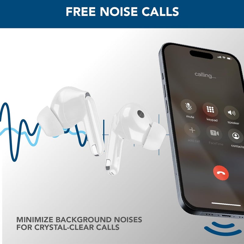 Cellularline TWS ECLIPSE True Wireless In-Ear Earbuds with Active Noise Cancelling, Noise-Free Calls, Transparency Mode, Bluetooth 5.3, Voice Assistant Support, 18H Total Playtime – White - Image 5
