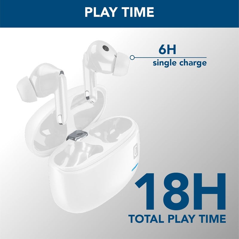 Cellularline TWS ECLIPSE True Wireless In-Ear Earbuds with Active Noise Cancelling, Noise-Free Calls, Transparency Mode, Bluetooth 5.3, Voice Assistant Support, 18H Total Playtime – White - Image 3