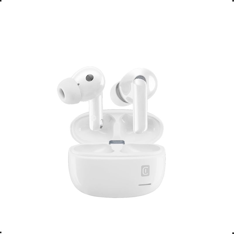 Cellularline TWS ECLIPSE True Wireless In-Ear Earbuds with Active Noise Cancelling, Noise-Free Calls, Transparency Mode, Bluetooth 5.3, Voice Assistant Support, 18H Total Playtime – White - Image 1