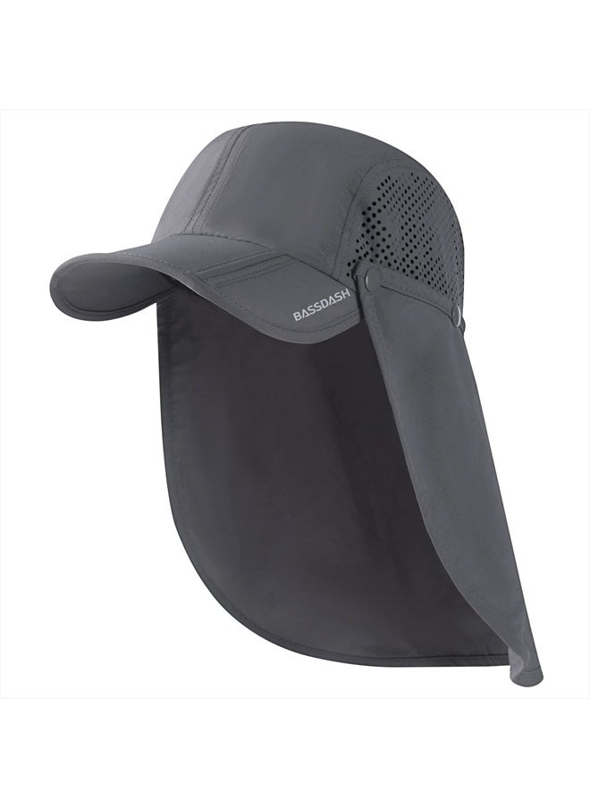 BASSDASH UPF 50+ Foldable Fishing Hat Baseball Cap with Removable Neck Flap Portable for Men Women Golf Hiking  - Image 1