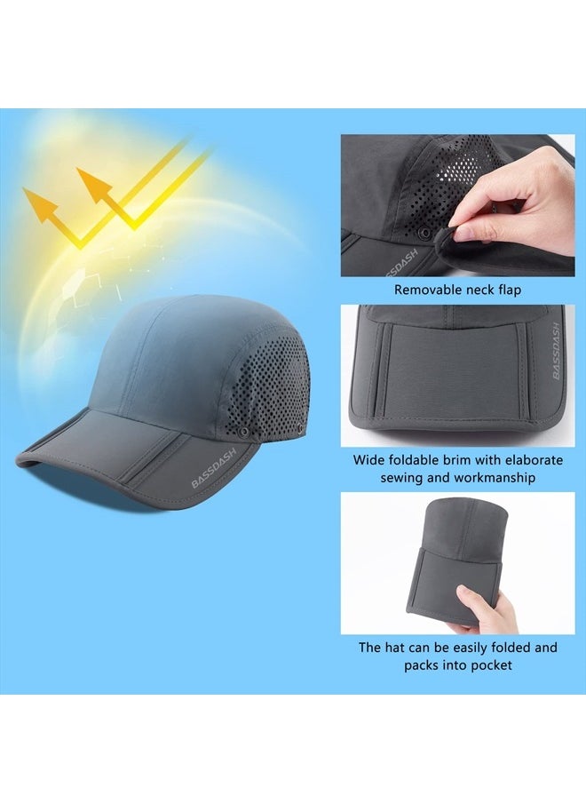 BASSDASH UPF 50+ Foldable Fishing Hat Baseball Cap with Removable Neck Flap Portable for Men Women Golf Hiking  - Image 5