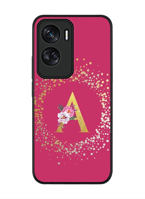 Cover for Honor 90 Lite 5G / Honor X50i 5G CaseRugged Black Slim fit Phone Cases -Custom Monogram Initial Letter Floral Pattern Alphabet -A (Dark Pink Rose)