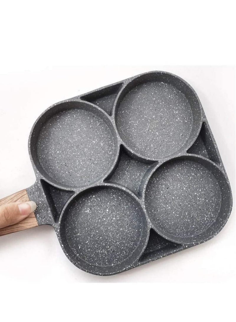 ELTRAZONE 4 Hole Omelet Pan for Burger Eggs Ham Pancake Maker Wooden Handle Frying Pot Non-Stick Cooking Breakfast - Image 3