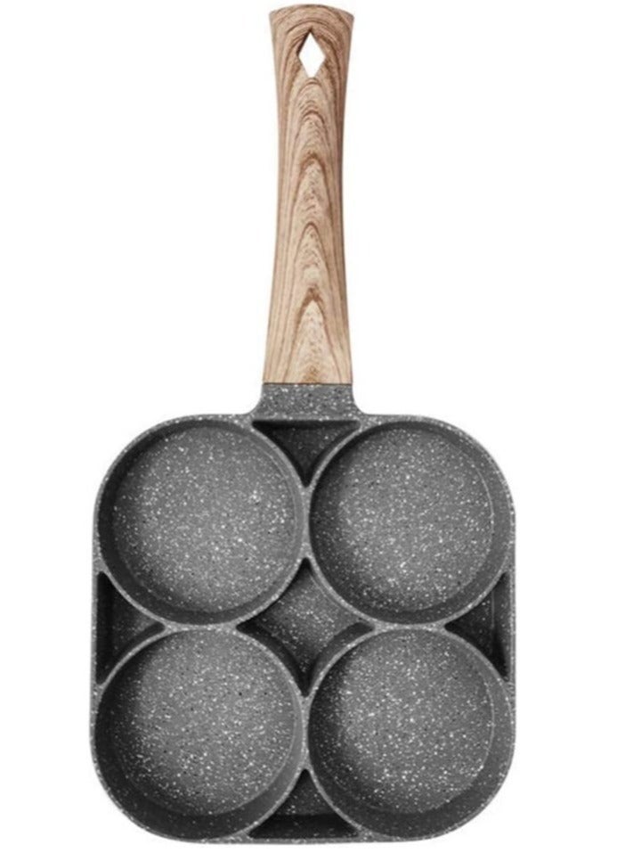 ELTRAZONE 4 Hole Omelet Pan for Burger Eggs Ham Pancake Maker Wooden Handle Frying Pot Non-Stick Cooking Breakfast - Image 1