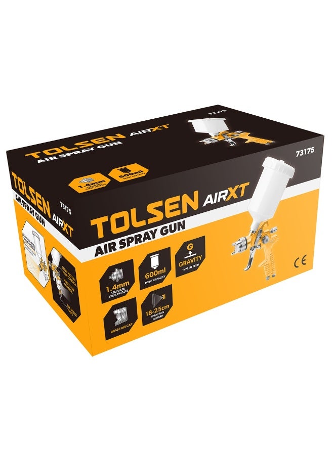 Tolsen 73175 HVLP Gravity Feed Air Spray Gun – 1.4mm Nozzle, 600ml Cup, Professional Paint Spray Gun - Image 3
