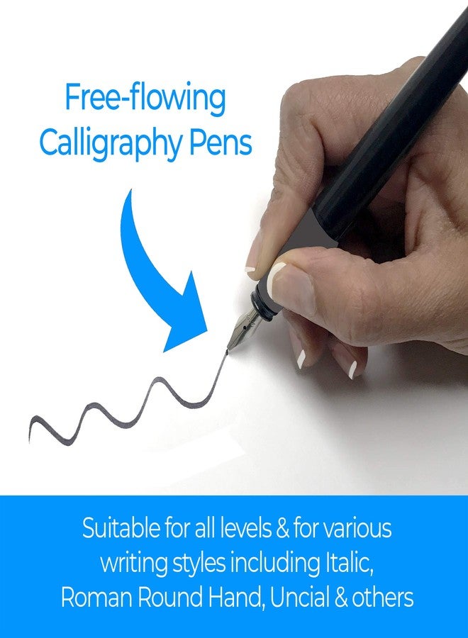 Zieler Calligraphy Pen Set - Introductory Calligraphy Writing set Free-flowing nibs with a soft rubber grip for more comfortable writing ● Designed for right-handed writers ● Ideal for Beginners - Image 2