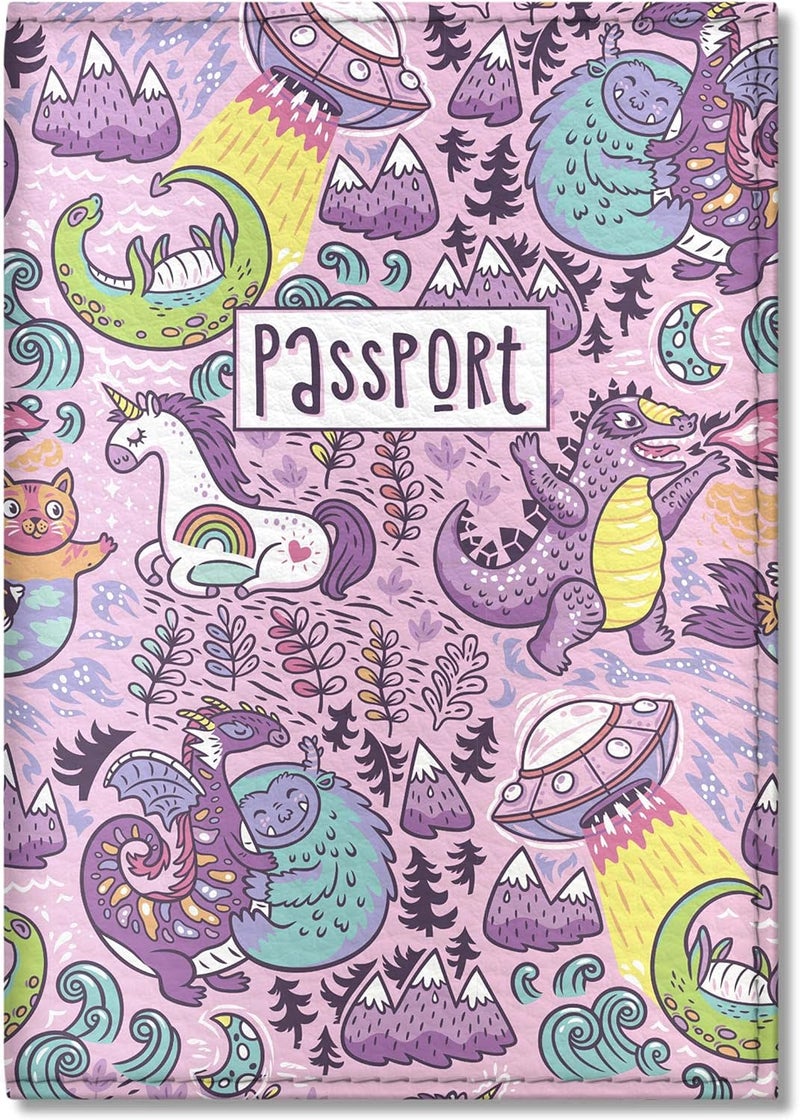 Quttie Passport Cover for Kids, Women and Men, Cute Travel Passport Holder (Dragon Yeti Pattern) - Image 4