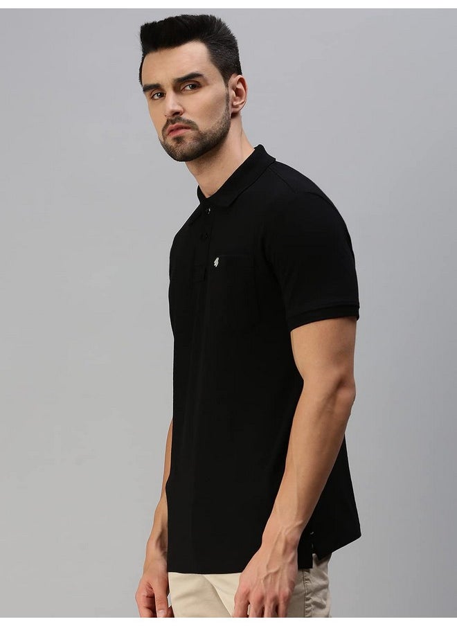 ONN - ONN Men's Black Half Sleeves Polo Collar T-Shirt with Pocket(Size : 4X-Large) - Image 1