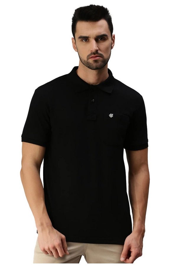 ONN - ONN Men's Black Half Sleeves Polo Collar T-Shirt with Pocket(Size : 4X-Large) - Image 1
