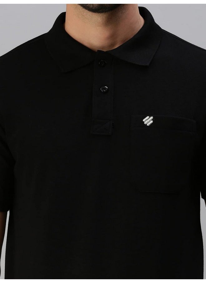 ONN - ONN Men's Black Half Sleeves Polo Collar T-Shirt with Pocket(Size : 4X-Large) - Image 1