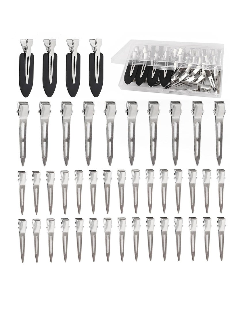 DG Hair Clips for Women Styling, 44Pcs Metal Duck Billed Pin Curl Clips, Hair Pins, Salon, Makeup, Hair Dyeing, Silver & Black - Image 1