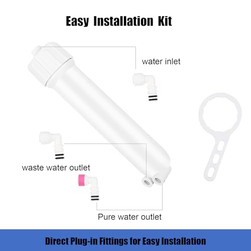 YKMGON 1812/2012 Reverse Osmosis Membrane Housing Kit with Quick-Connect Fitting,Wrench for 24-150GPD Under Sink Home Drinking RO Water Filtration System - Image 4