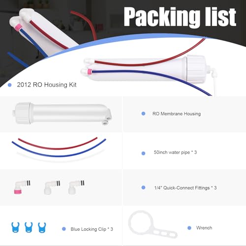 YKMGON 1812/2012 Reverse Osmosis Membrane Housing Kit with Quick-Connect Fitting,Wrench for 24-150GPD Under Sink Home Drinking RO Water Filtration System - Image 3