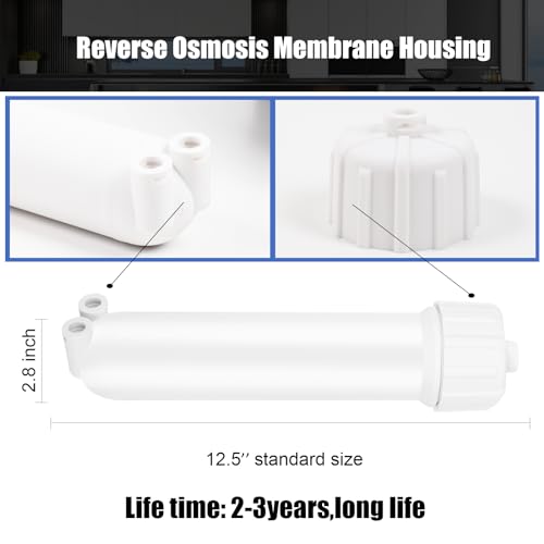 YKMGON 1812/2012 Reverse Osmosis Membrane Housing Kit with Quick-Connect Fitting,Wrench for 24-150GPD Under Sink Home Drinking RO Water Filtration System - Image 2