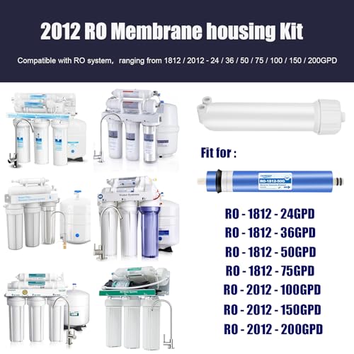 YKMGON 1812/2012 Reverse Osmosis Membrane Housing Kit with Quick-Connect Fitting,Wrench for 24-150GPD Under Sink Home Drinking RO Water Filtration System - Image 5