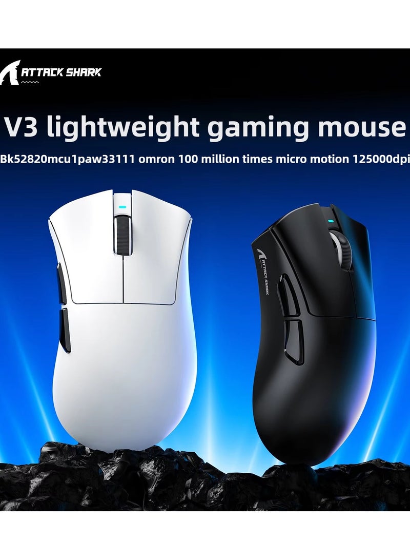 Attack Shark V3 Ultra-Light Wireless Gaming Mouse, PAW3311 Sensor, 500mAh, 62g, 25KDPI 2.4G/BT/USB-C Rechargeable Wireless Mouse with 5 Programmable Buttons for Laptop,PC,Mac Gamer (White) - Image 2