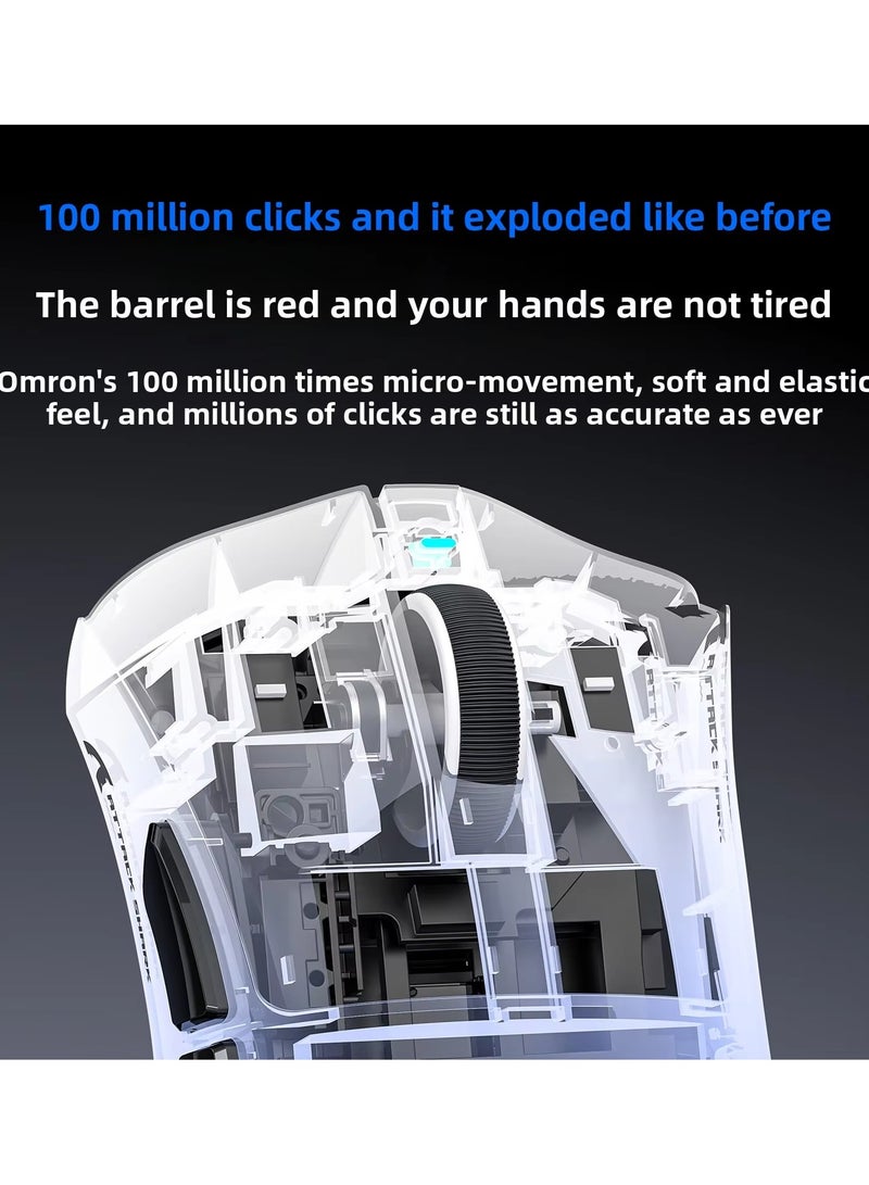 Attack Shark V3 Ultra-Light Wireless Gaming Mouse, PAW3311 Sensor, 500mAh, 62g, 25KDPI 2.4G/BT/USB-C Rechargeable Wireless Mouse with 5 Programmable Buttons for Laptop,PC,Mac Gamer (White) - Image 3