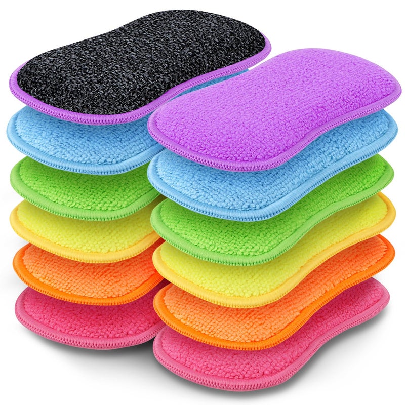 GLIMGLINT 12Pack Dish Sponges Kitchen, Non-Scratch Microfiber Sponges for Cleaning, Reusable Dish Sponge for Dishes, Pots and Pans (Multicolor) - Image 1
