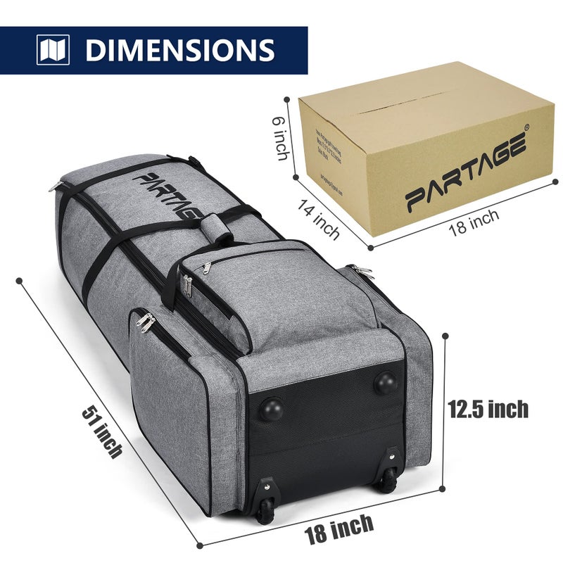 Partage Golf Travel Bag with Wheels,Golf Travel Case for Airlines, 600D Heavy Duty Oxford -Gray - Image 5