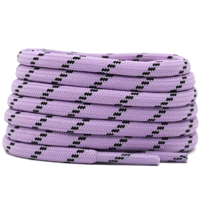 DELELE 2 Pair Round Climbing Shoelaces Light Purple Black Hiking Shoe Laces Boot Laces 49 inch - Image 1