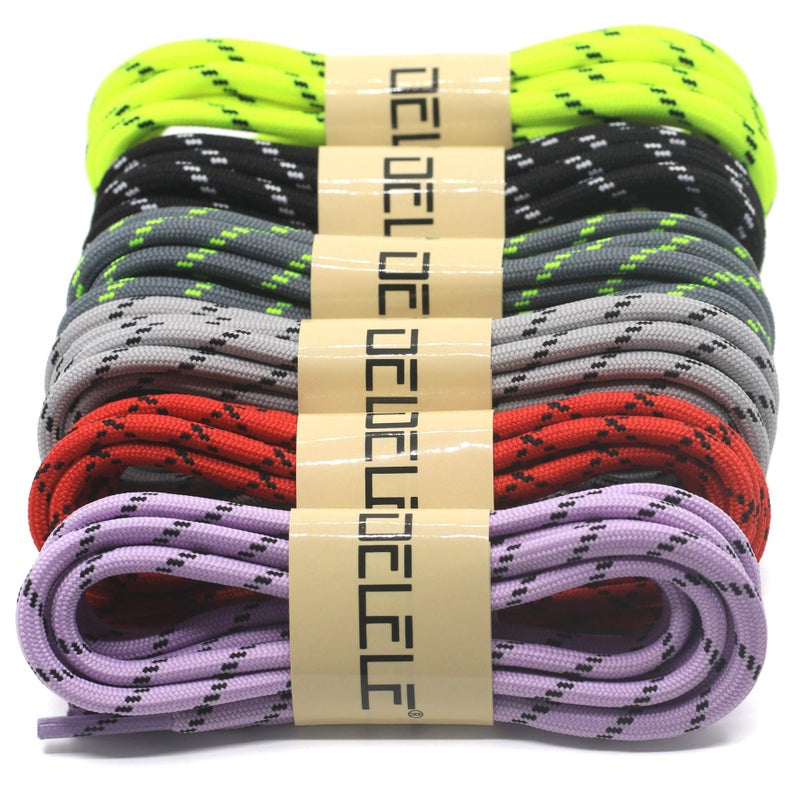 DELELE 2 Pair Round Climbing Shoelaces Light Purple Black Hiking Shoe Laces Boot Laces 49 inch - Image 5
