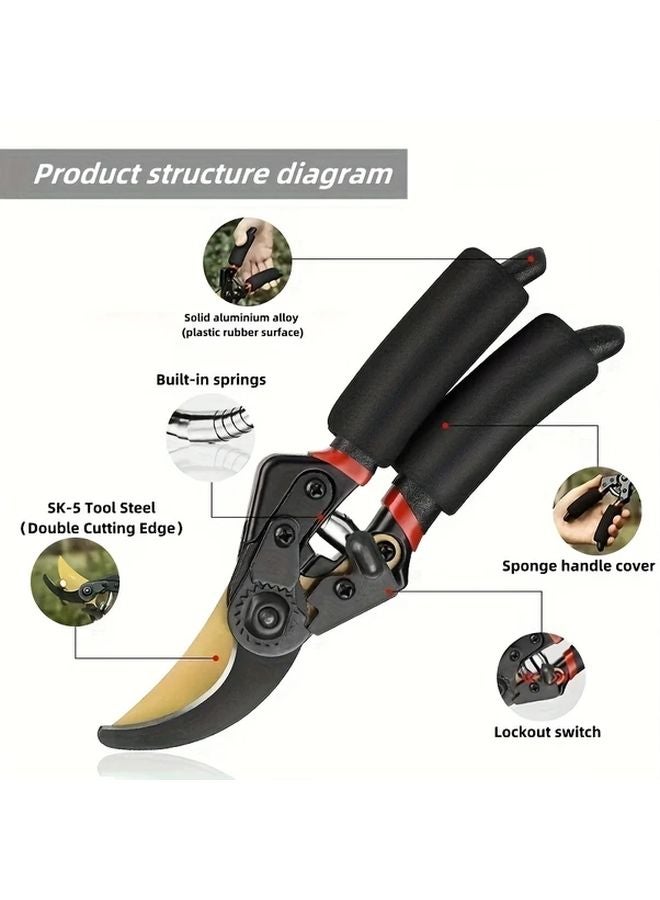 Heavy Duty Carbon Steel Manual Garden Trimmer Black Professional Sharp Pruning Scissors - Image 3