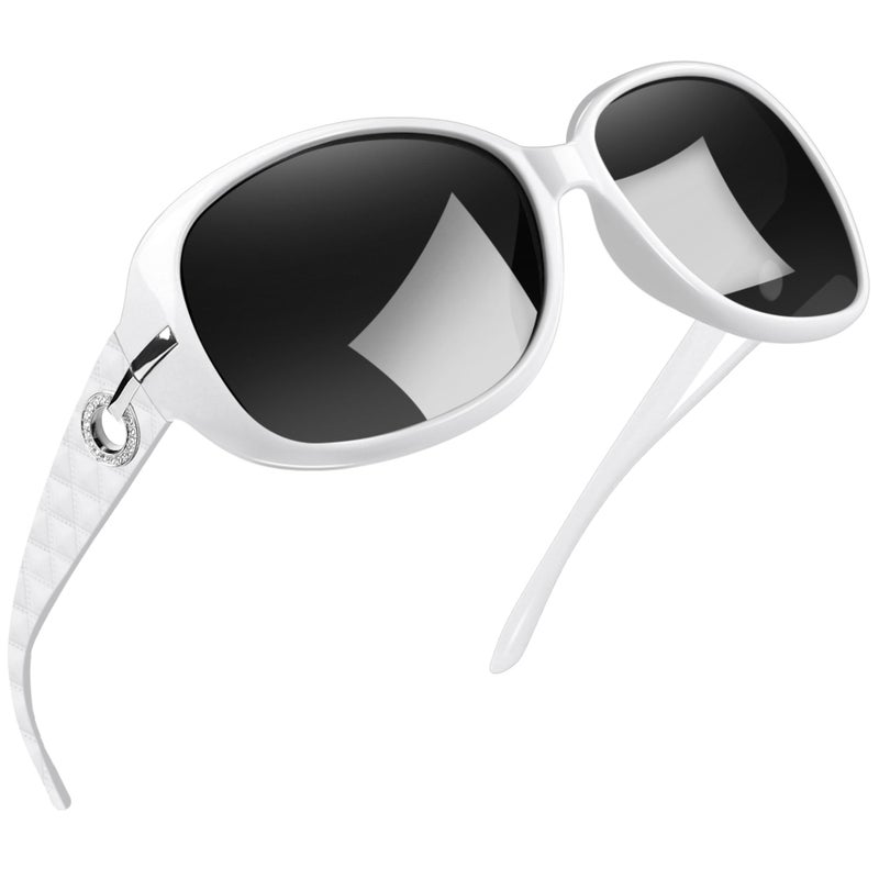 Joopin Big White Sunglasses for Women Polarized Sun Glasses Oversized Elegant Large Jackie Rhinestone Shades UV400 Protection Ladies Sunnies - Image 1