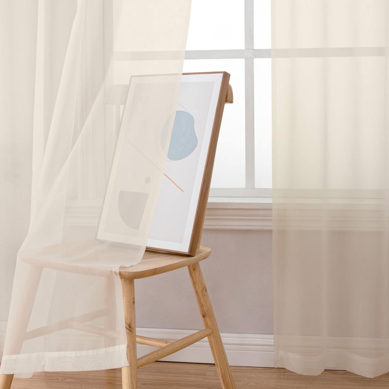 OWENIE Cream Sheer Curtains 84 inches Long 2 Panels Set for Bedroom Living Room, Soft Solid Living Room Sheer Curtain, Rod Pocket Light Filtering Curtains, 2 Pcs Each 42â€œ W x 84" L,Cream - Image 4