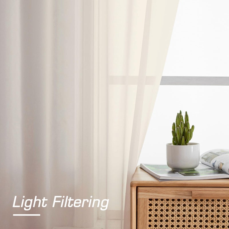 OWENIE Cream Sheer Curtains 84 inches Long 2 Panels Set for Bedroom Living Room, Soft Solid Living Room Sheer Curtain, Rod Pocket Light Filtering Curtains, 2 Pcs Each 42â€œ W x 84" L,Cream - Image 3