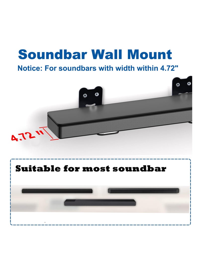Universal Sound Bar Mounts Wall Mount Kit, Soundbar Mounting Bracket for Soundbar Wall Mount Brackets with Hardware Kit, Compatible with Samsung, Sony, LG, Philips, Bose and More Soundbar - Image 3
