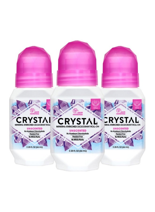 CRYSTAL ESSENCE CRYSTAL Deodorant - Mineral Roll on Vegan Deodorant for Women and Men, Unscented - 2.25 fl. oz. (3 Pack) (Packaging May Vary)  - Image 1