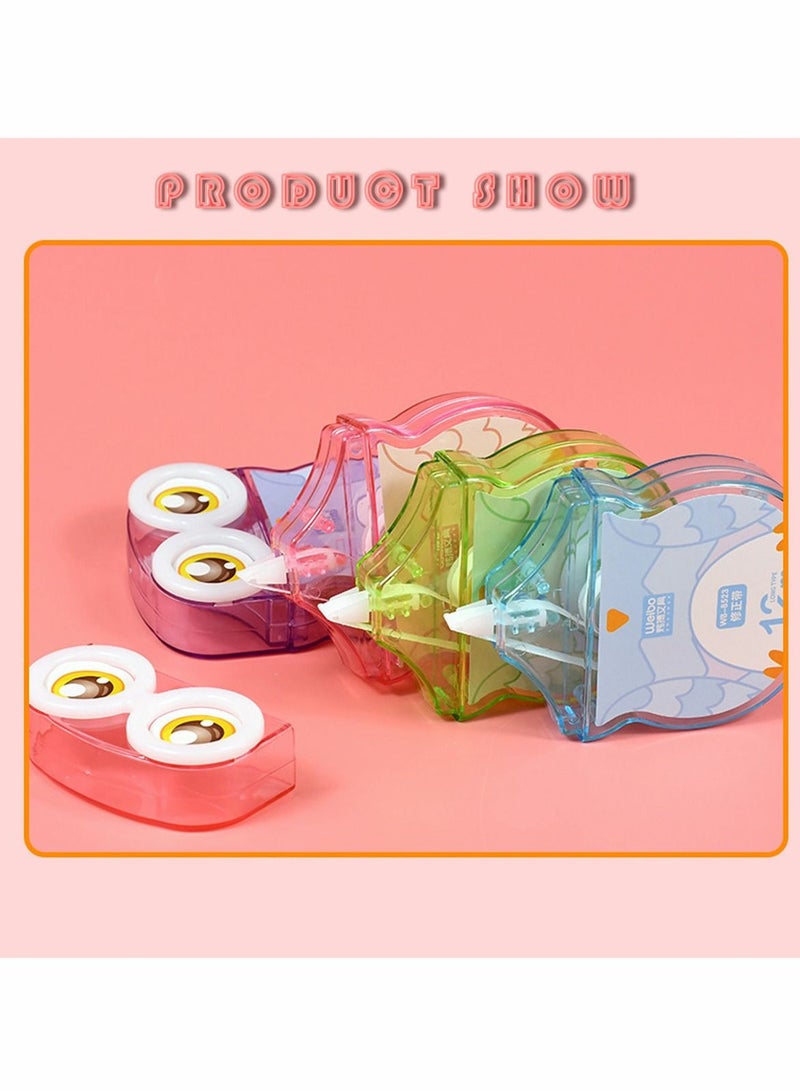 SYOSI 1PCS Owl Correction Tape Simple Transparent Candy Color Portable Easy for Students to Correct Errors Cu te and Creative Stationery School Supplies 4 color random  - Image 5