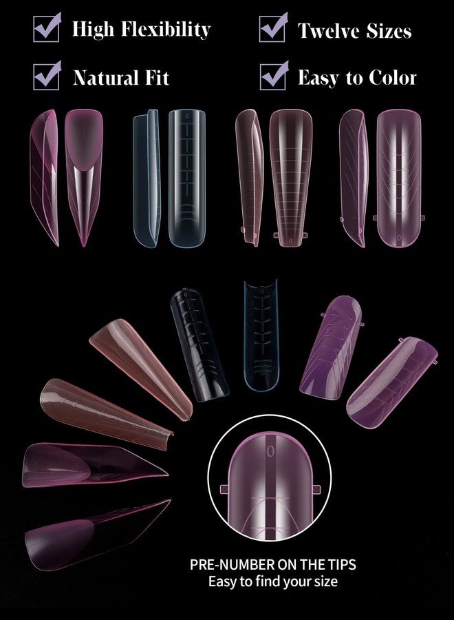 TOROKOM Dual Nail Forms for Poly Nail Gel, 4 Shapes Colorful Structure Poly Nail Gel Stiletto Square Nail Molds for Builder Gel Poly Extension Gel Nail Art Design Salon&DIY, 96 PCS - Image 4