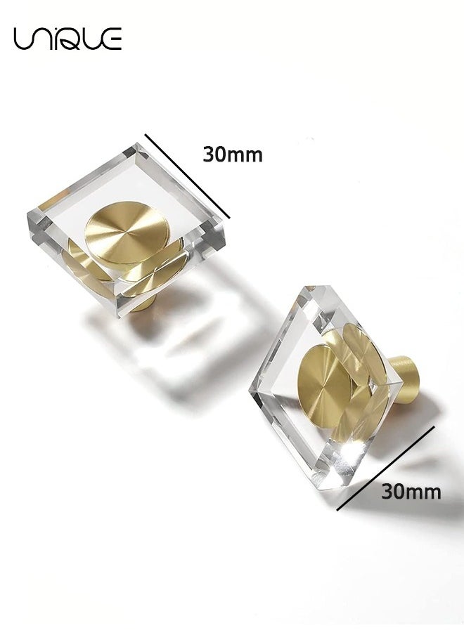 Unique - 6 Pack Glass Crystal Knobs - Cabinet Knobs and Pulls - Oval Crystal Knobs for Dresser Drawers - Brass Drawer Pull Cabinet Handle Gold Furniture Hardware for Dresser Kitchen - Image 1