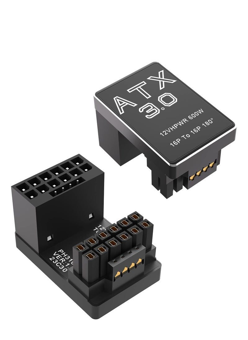 Generic - 12VHPWR 180° Angled Adapter - Aluminum ATX 3.0 16 Pin GPU Power Connector for 600W PCIe 5.0, Compatible with RTX 3090Ti, 4070Ti, 4080, 4090 Graphics Cards. - Image 1