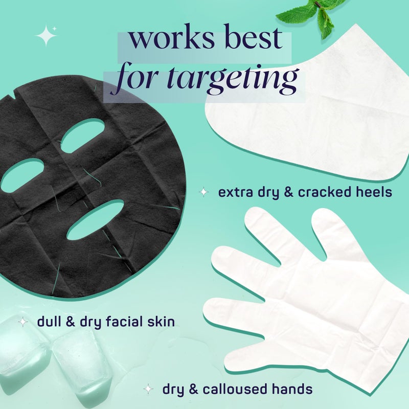 SpaLife Men's 12-Piece Spa Set: Repairing Hand Gloves for Dry Hands, Cooling Mint Foot Socks for Cracked Heels, and Moisturizing Face Mask Ultimate Men Grooming and Relaxation Gift Kit - Image 4