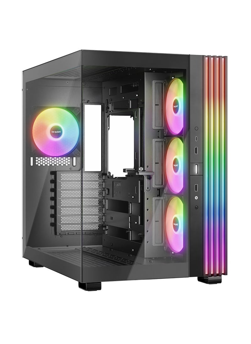 be quiet! Light Base 600 LX Black ARGB Mid Tower PC Case – Dual 360mm Radiator Support, 4 Light Wings LX 120mm PWM Fans, Fully Windowed Front & Side Panels, Inverted/Horizontal Layout, ATX/M-ATX/Mini-ATX Compatibility, 7 Expansion Slots, 59.7L Capacity, ATX PS/2 PSU Support, BGW67  - Image 1