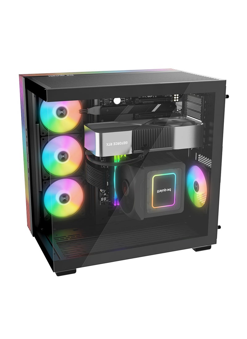 be quiet! Light Base 600 LX Black ARGB Mid Tower PC Case – Dual 360mm Radiator Support, 4 Light Wings LX 120mm PWM Fans, Fully Windowed Front & Side Panels, Inverted/Horizontal Layout, ATX/M-ATX/Mini-ATX Compatibility, 7 Expansion Slots, 59.7L Capacity, ATX PS/2 PSU Support, BGW67  - Image 3