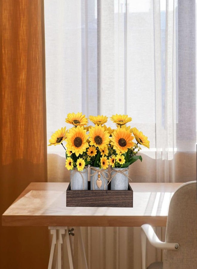 HEMYLU Sunflowers Artificial Flowers Decorations, Sunflower Table Centerpieces for Wedding, Artificial Flower Arrangement Farmhouse Décor for Dining Room, Living Room, Coffee Table, Study Desk - Image 4