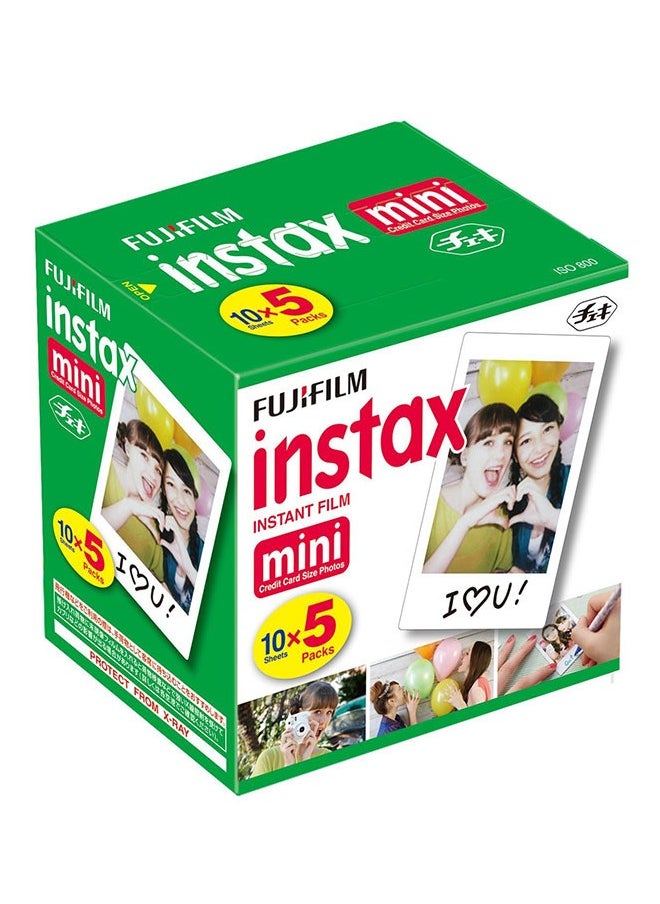 FUJIFILM FujiFilm Instax Mini Instant Film, Pack of 5 x 10 