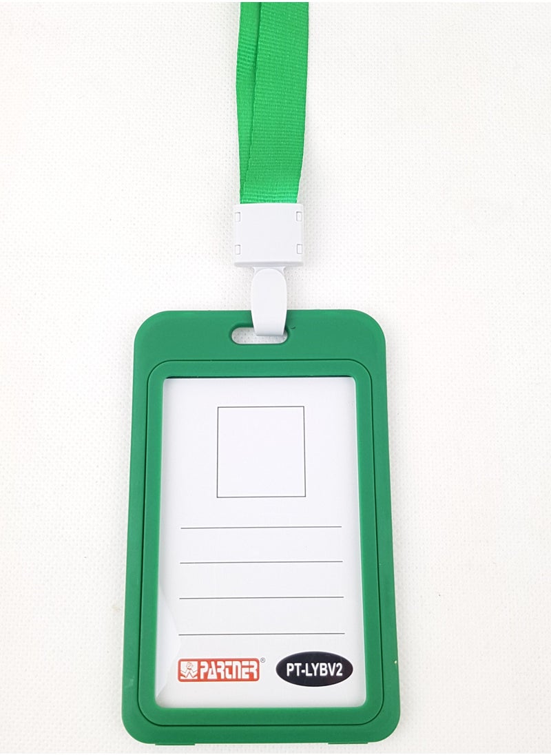 PARTNER 5-Piece ID Card Holder Vertical With Lanyard Green Colour  - Image 2