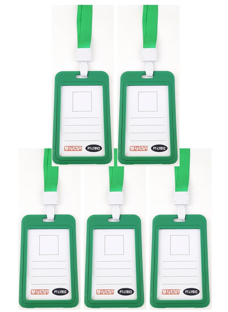 PARTNER 5-Piece ID Card Holder Vertical With Lanyard Green Colour  - Image 1