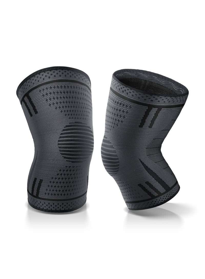 AOLIKES Men's and women's compression knee pads, compression knee supports for men and women, knee compression sleeves, knee support, suitable for men and women for weightlifting, gym, exercise, hiking, sports (black) - Image 1