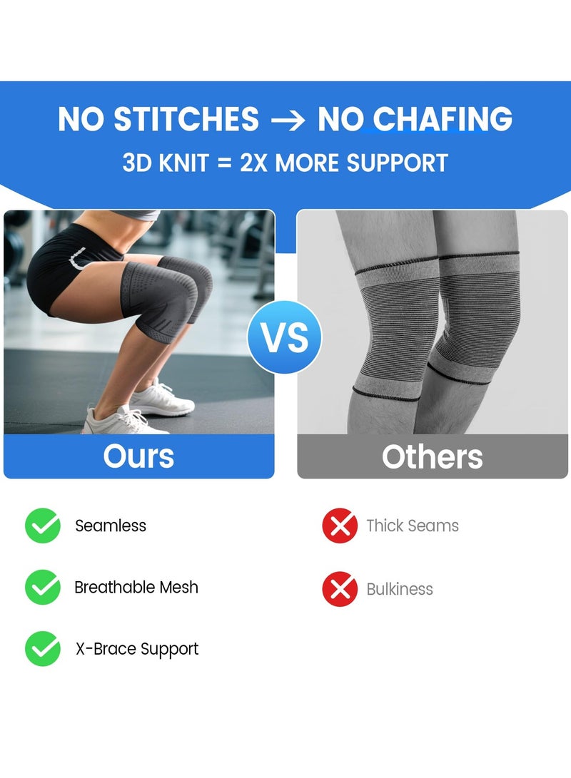 AOLIKES Men's and women's compression knee pads, compression knee supports for men and women, knee compression sleeves, knee support, suitable for men and women for weightlifting, gym, exercise, hiking, sports (black) - Image 5