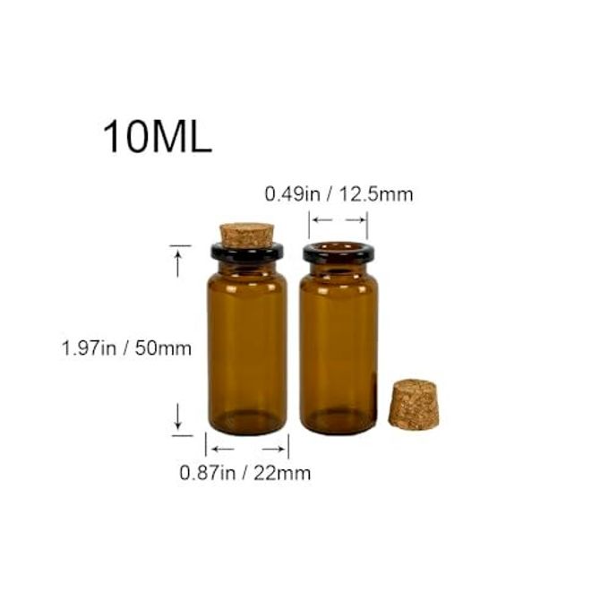 Jarvials 10Ml Small Brown Glass Bottles With Corks Dark Brown Mini Corks Bottles Amber Glass Vials For Arts Crafts Wedding Decoration Party,50 Pcs - Image 2