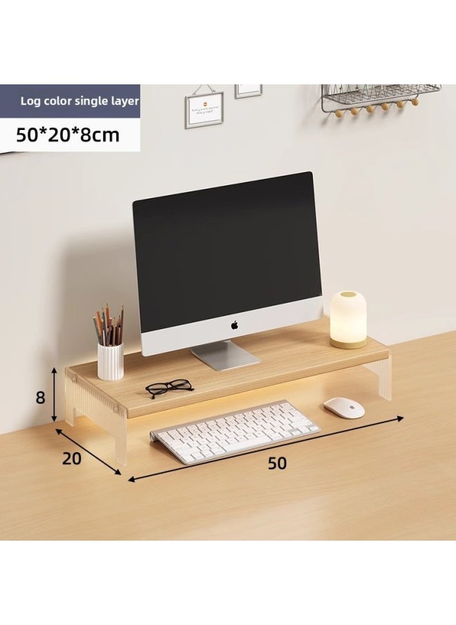 Station Computer Rack Laptop Portable Computer Bracket Desktop Display Pad High Storage Rack Storage Rack-Color:Suspension Acrylic-Log Color